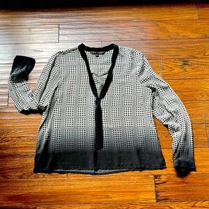 Silk Black and White Patterned Blouse